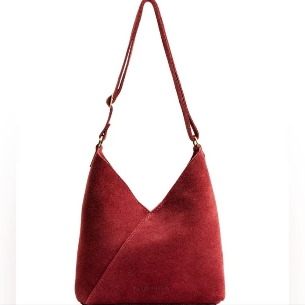Portland Leather Naomi Shoulder Bag Small, Red Panda Suede